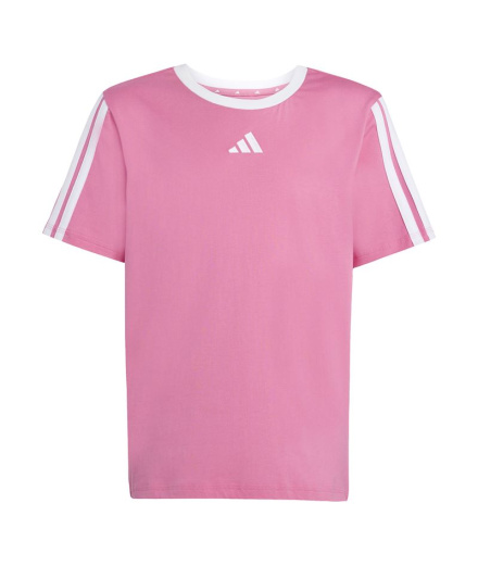 T-shirt adidas Jg 3-Stripes BF Fille rose et blanc