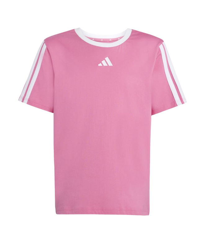 Camiseta adidas Jg 3Bandas Bf Niña Rosa / Blanco