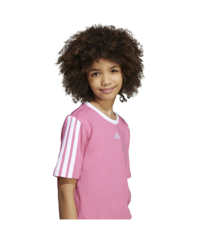 Camiseta adidas Jg 3Bandas Bf Niña Rosa / Blanco