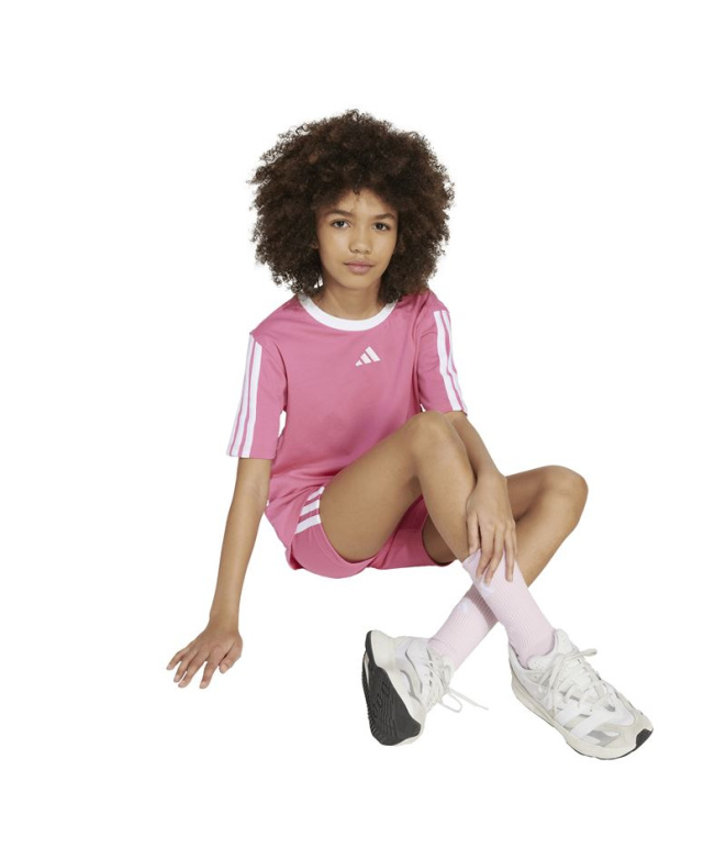 Camiseta adidas Jg 3Bandas Bf Niña Rosa / Blanco
