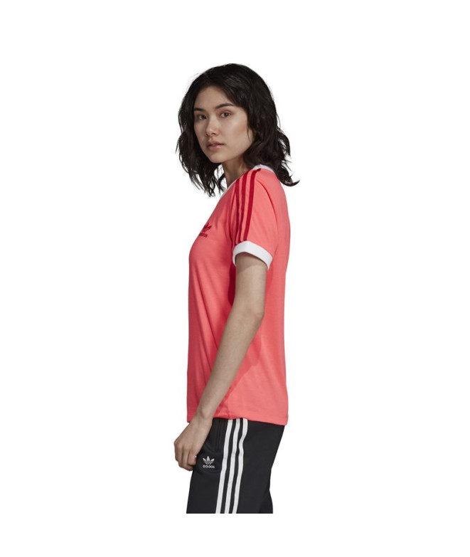 Camiseta adidas 3 riscas vermelhas Mulher