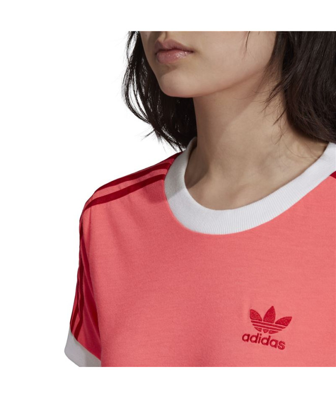 Camiseta adidas 3 Stripes rojo Mujer