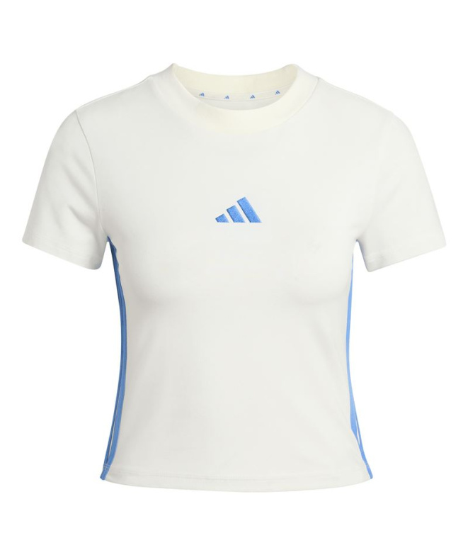 T-shirt adidas 3 bandes Sj Baby Femme Blanc/Bleu