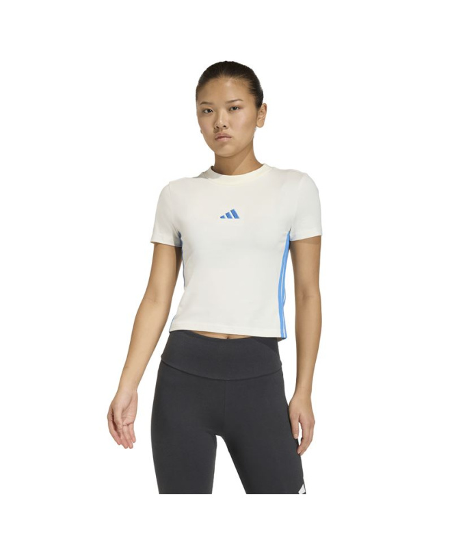 T-shirt adidas 3 bandes Sj Baby Femme Blanc/Bleu