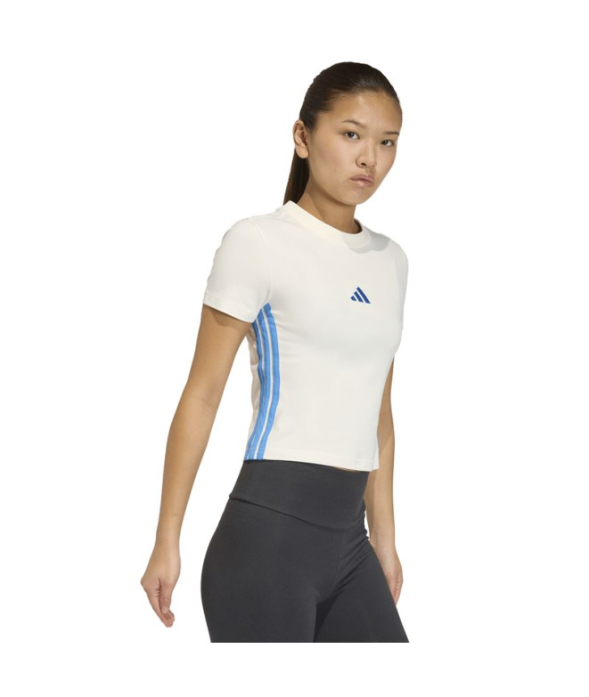 T-shirt adidas 3 bandes Sj Baby Femme Blanc/Bleu