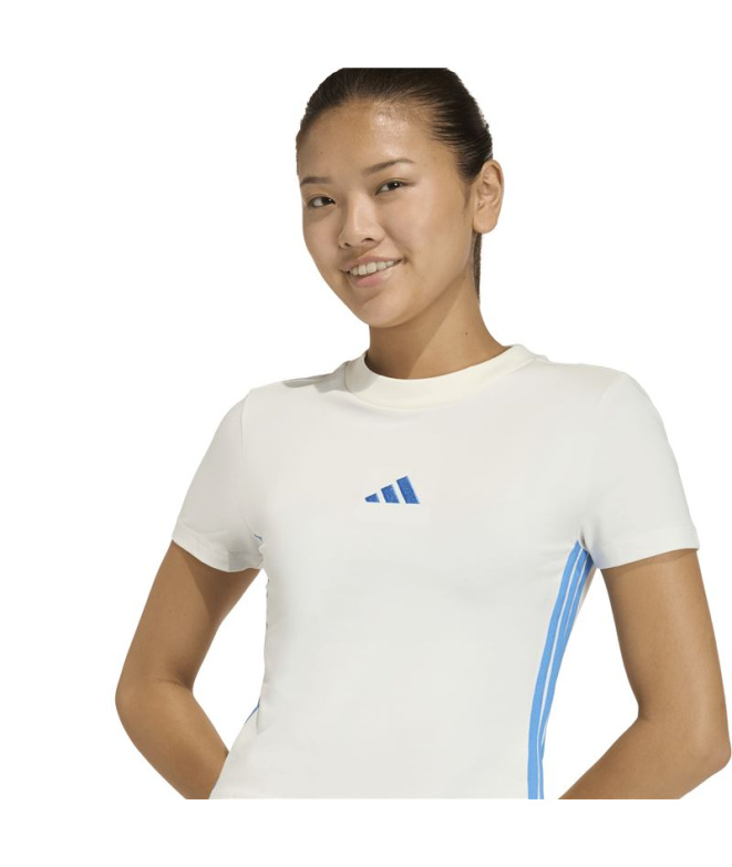 T-shirt adidas 3 bandes Sj Baby Femme Blanc/Bleu