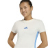 Camiseta Mulher adidas 3 Stripes Sj Baby branca/azul