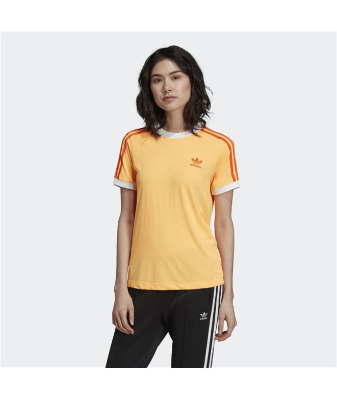 Camiseta adidas 3 Stripes naranja Mujer
