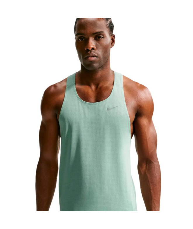 Camiseta Homem Nike DF Fast Running cinza e verde.