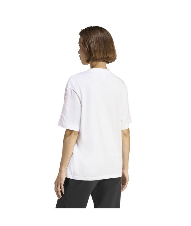 Camiseta Mulher adidas 3 Stripes Sj Bf branca/rosa