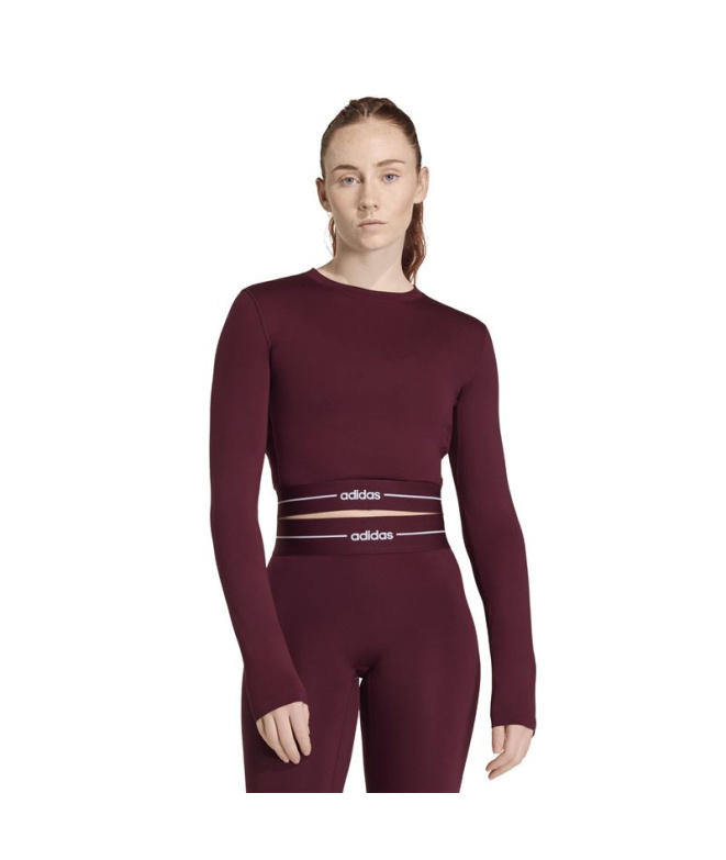 T-shirt Fitness Femme adidas Q1 Hyg Ls bordeaux