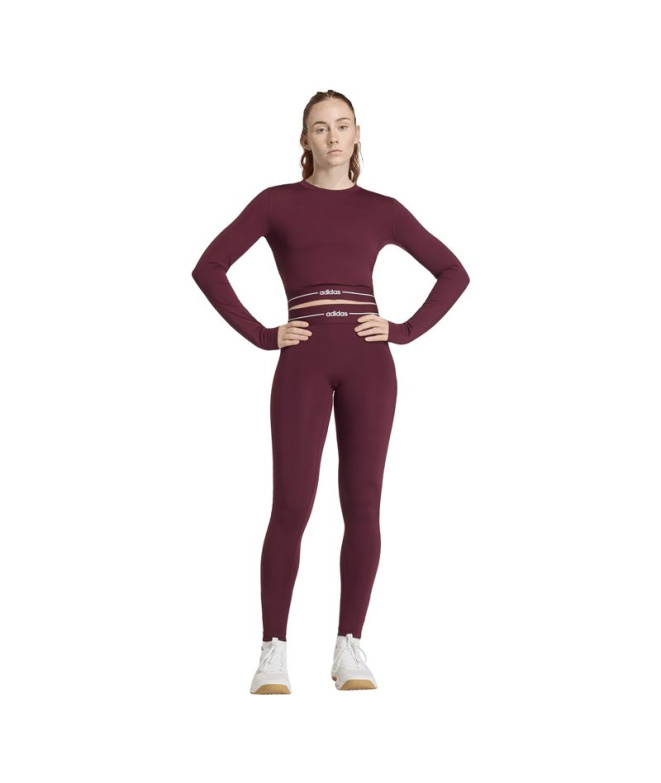 T-shirt Fitness Femme adidas Q1 Hyg Ls bordeaux