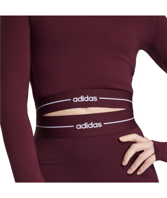 T-shirt Fitness Femme adidas Q1 Hyg Ls bordeaux