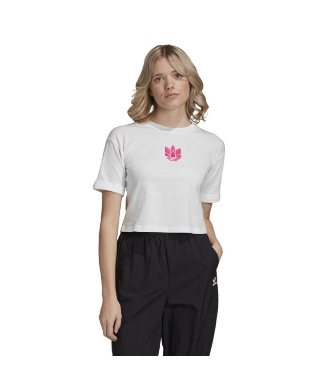 Camiseta adidas Adicolor 3D Trefoil blanco Mujer