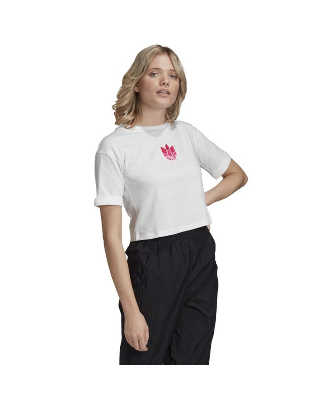Camiseta adidas Adicolor 3D Trefoil blanco Mujer