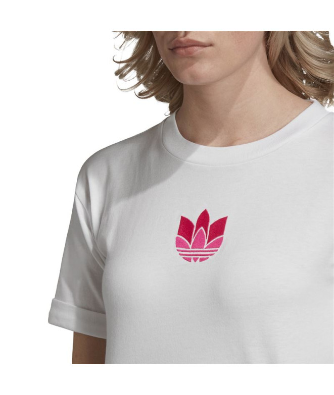 Camiseta adidas Adicolor 3D Trefoil blanco Mujer