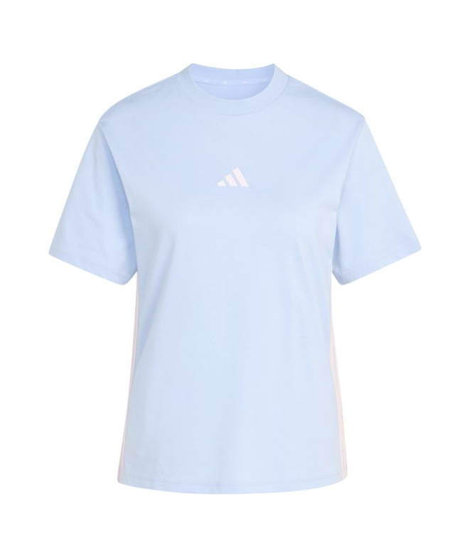 Camiseta Mulher adidas 3Stripes Sj azul/rosa
