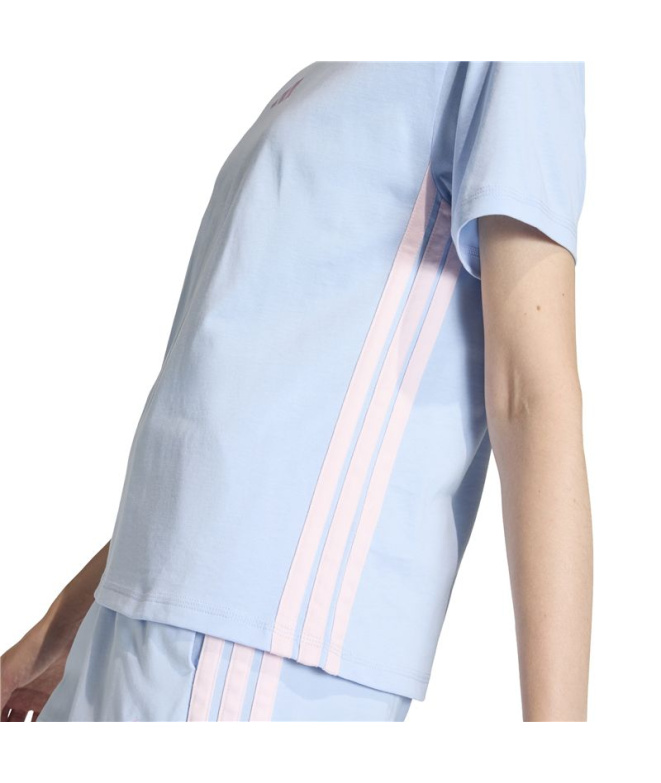 Camiseta Mulher adidas 3Stripes Sj azul/rosa