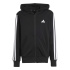 Moletom Infantil adidas 3-Stripes FL FZ HD, preto/branco