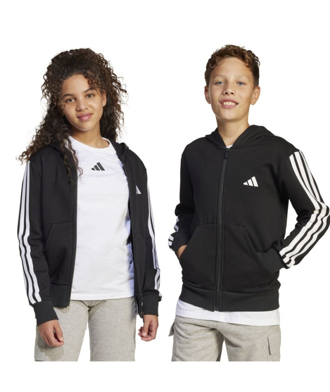 Sweat Enfant adidas 3-Stripes FL FZ HD Noir/Blanc