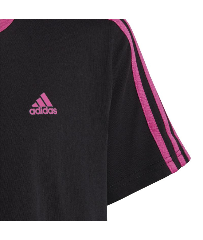 Camiseta adidas Essentials de algodão preta Menina