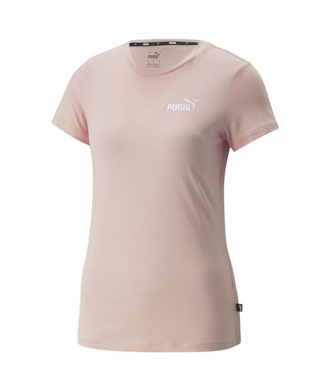 Camiseta Mulher Puma Essentials+ rosa com bordado