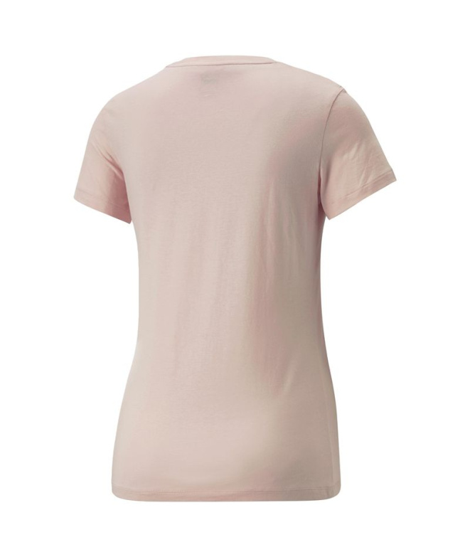 Camiseta Mulher Puma Essentials+ rosa com bordado