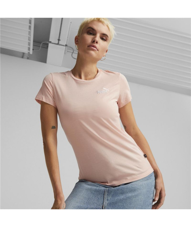 Camiseta Mulher Puma Essentials+ rosa com bordado