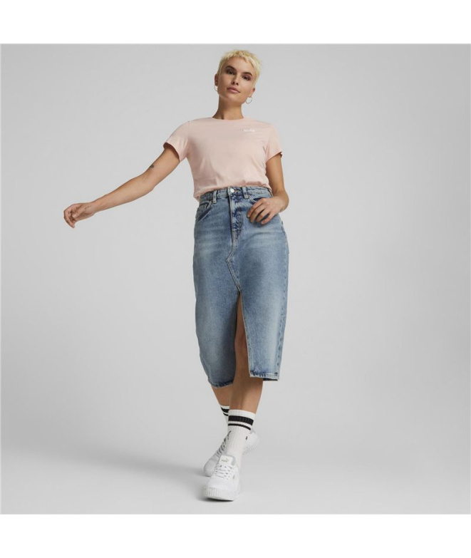 Camiseta Mulher Puma Essentials+ rosa com bordado