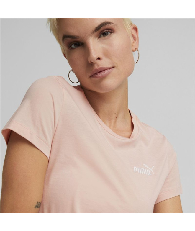 Camiseta Mulher Puma Essentials+ rosa com bordado