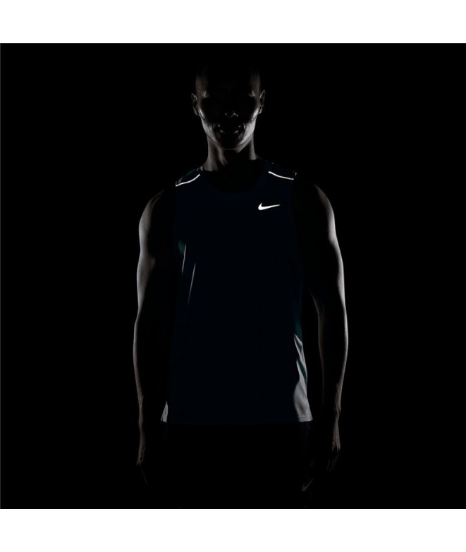 Camiseta regata Homem Nike DF Miler Running verde.