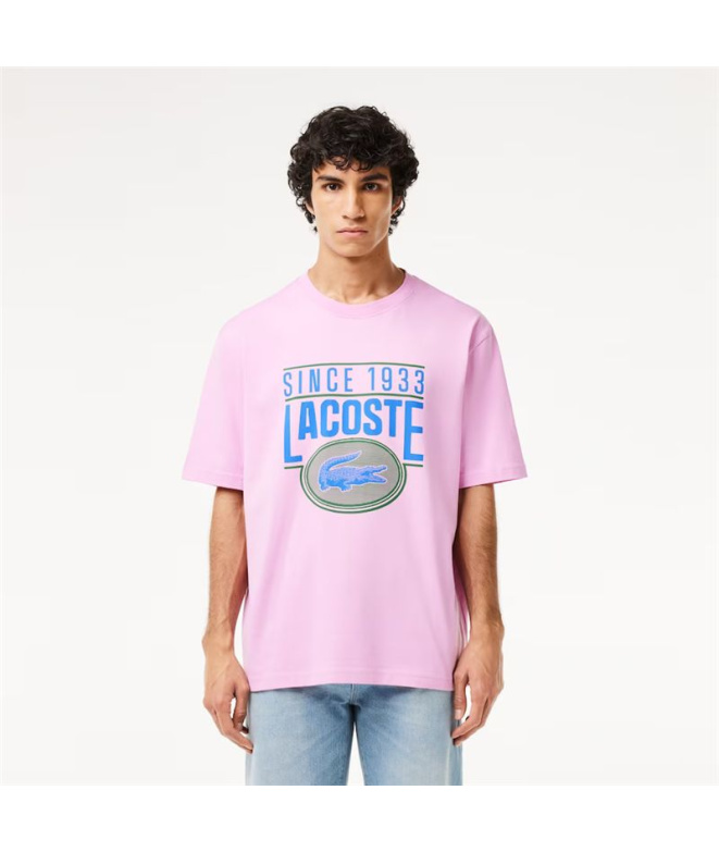 T-shirt Lacoste Cols Roules Homme rose