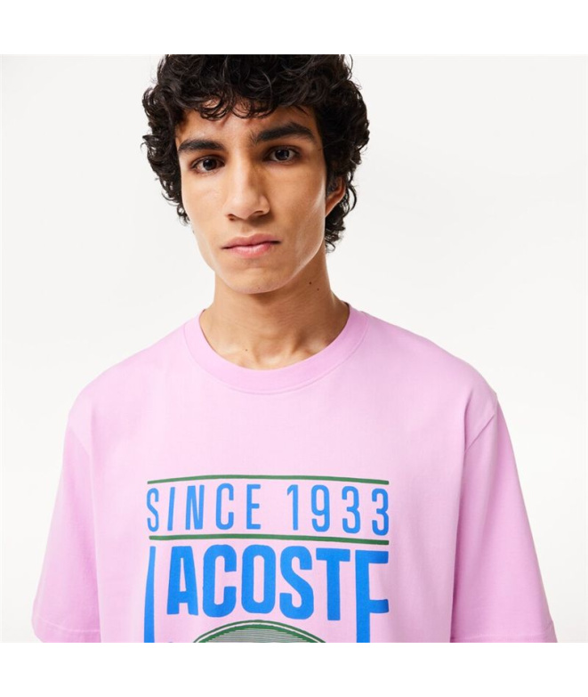 T-shirt Lacoste Cols Roules Homme rose