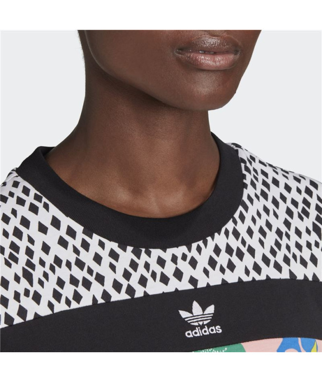 Camiseta adidas Preto cortado Mulher
