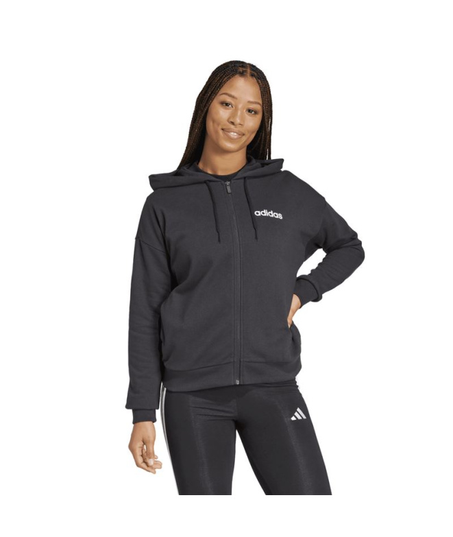 Casaco adidas Linear Ft Fz Hd Mulher Preta/Branca