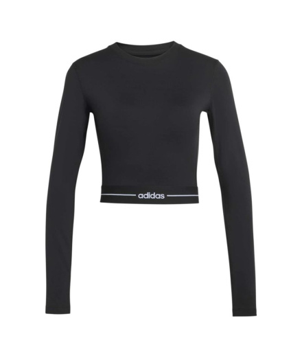 Camiseta Mulher adidas Q1 Hyg Ls Fitness preta.