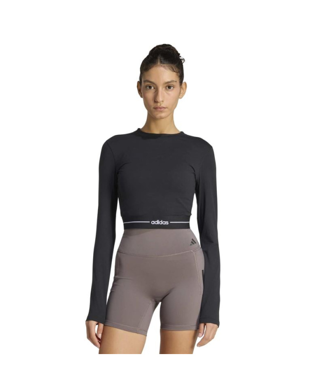 T-shirt Fitness Femme adidas Q1 Hyg LS noir