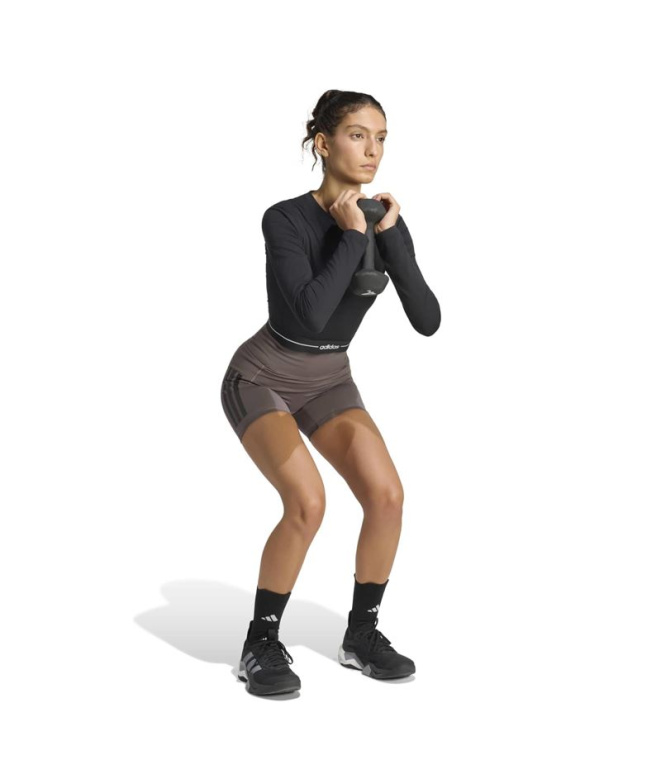 T-shirt Fitness Femme adidas Q1 Hyg LS noir