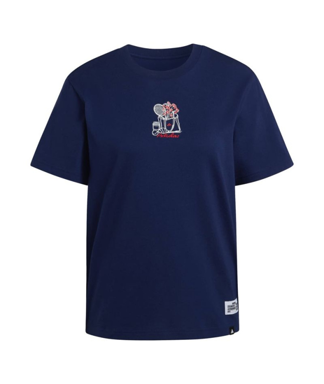 Camiseta Mulher adidas Mini Emb, azul escuro