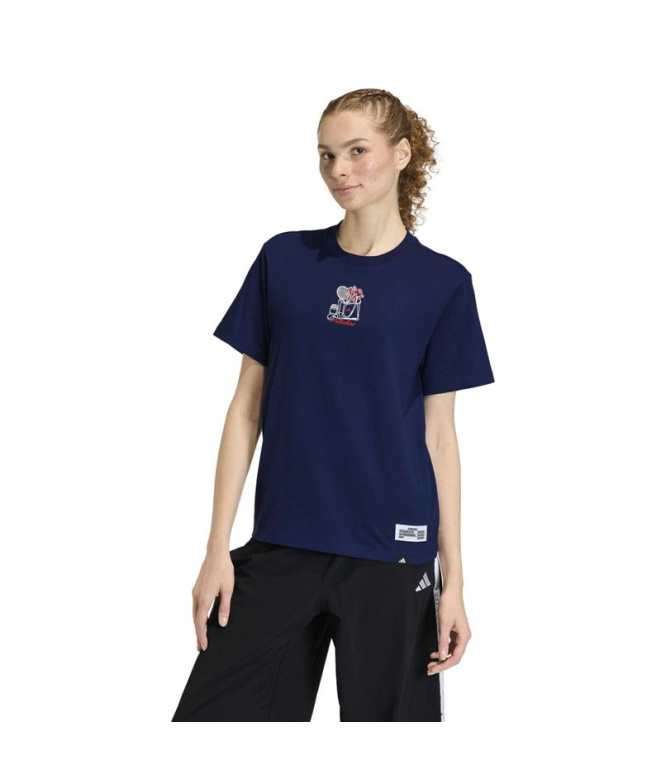 Camiseta Mulher adidas Mini Emb, azul escuro