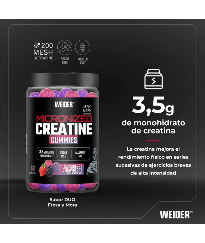 Creatina Micronizada Weider 200 Mesh 60 Gomas...