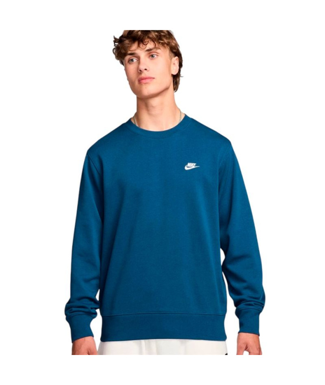 Sweat Nike Club French Terry Crew Homme , bleu