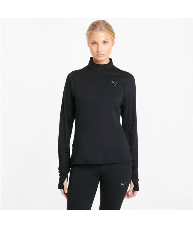 Camiseta Running Mulher Puma Favorite, preta.