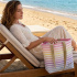 Bolsa de praia Secaneta 48X33X14 com estampa digital de listras rosa Polo