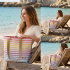 Sac de plage Secaneta 48 x 33 x 14 cm, imprimé numérique, rayures Polo roses