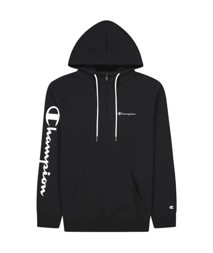 Moletom Champion Moletom com Capuz e Meio Zíper Homem Preto