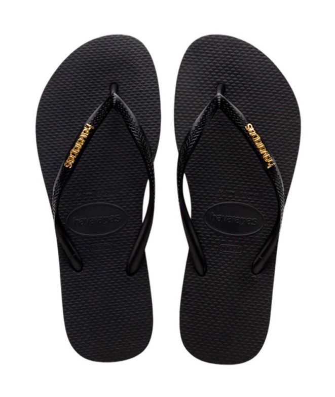 Chinelos Havaianas Slim Metálico Preto/Dourado