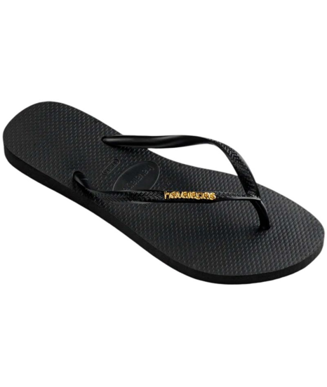 Chinelos Havaianas Slim Metálico Preto/Dourado