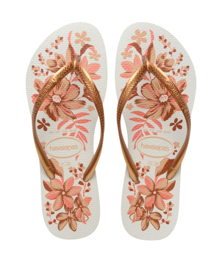 Chinelos Havaianas Slim Organic Mulher , Branco/Dourado