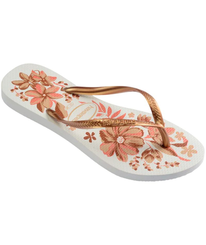 Havaianas Slim Organic Tongs pour Femme , blanc/or